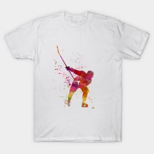 Man hockey player in watercolor T-Shirt